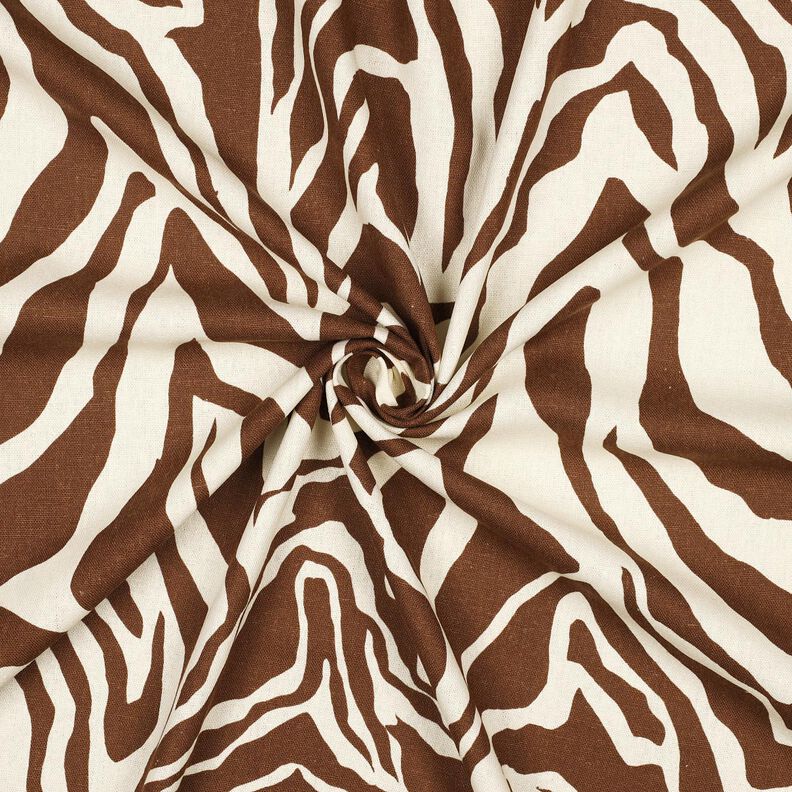 Viscose-linnen-mix Zebramotief – ecru/kastanjebruin,  image number 3