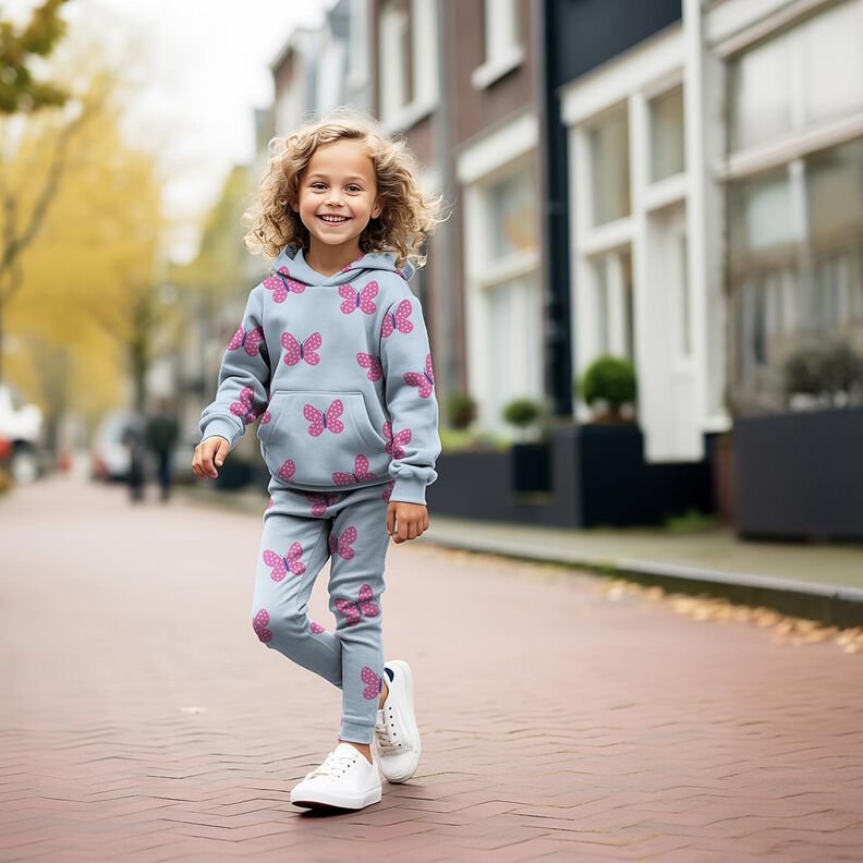 Sweatshirt geruwd Grote vlinders | Poppy Fabrics – ivoor/roze,  image number 5