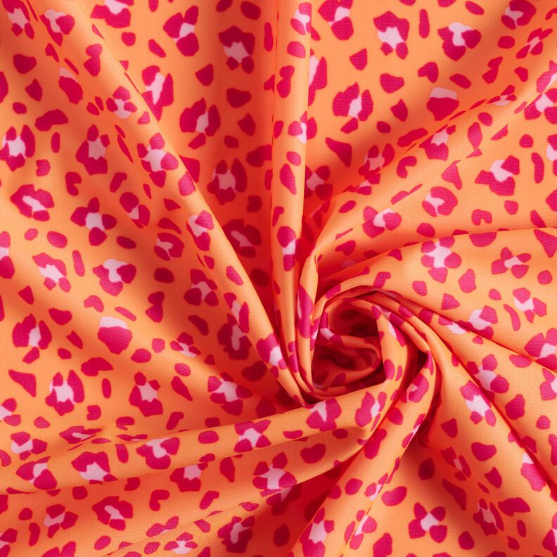 Badpakstof luipaardprint – perzik sinaasappel/intens roze,  image number 3