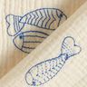 Mousseline/dubbel gehaakte stoffen opgestikte vis | Poppy Fabrics – ecru/koningsblauw,  thumbnail number 4