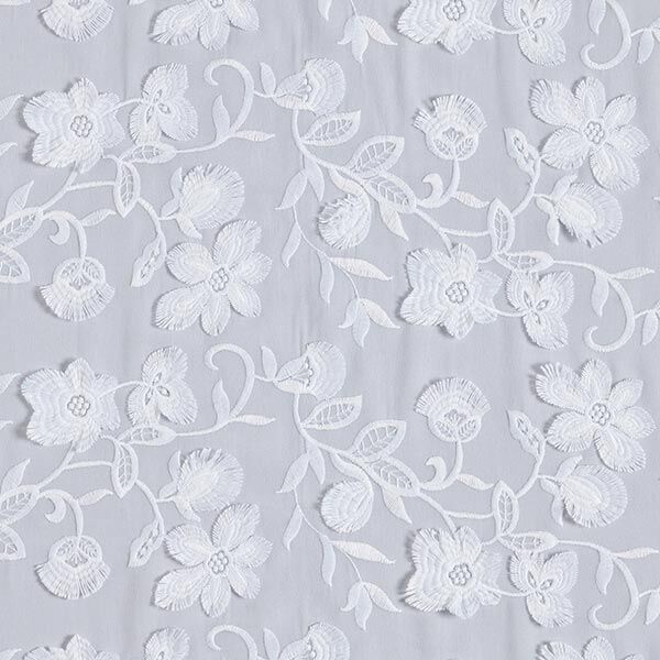 Chiffon 3D-bloemenborduursel – wit, image number 1