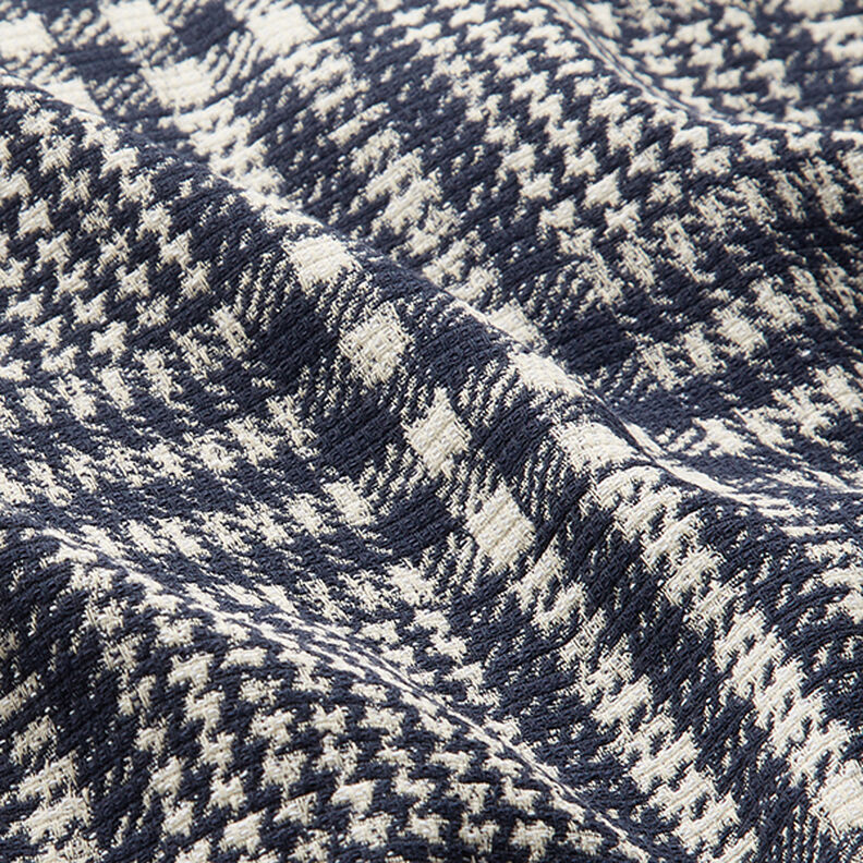 Mantelstof doubleface ruit – marineblauw/wit, image number 2