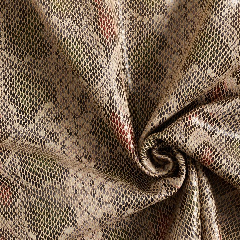 Imitatieleer in slangenlook – beige/donkerolijf,  image number 3