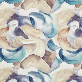 Decostof Half panama abstracte plant – blauw/koper, 