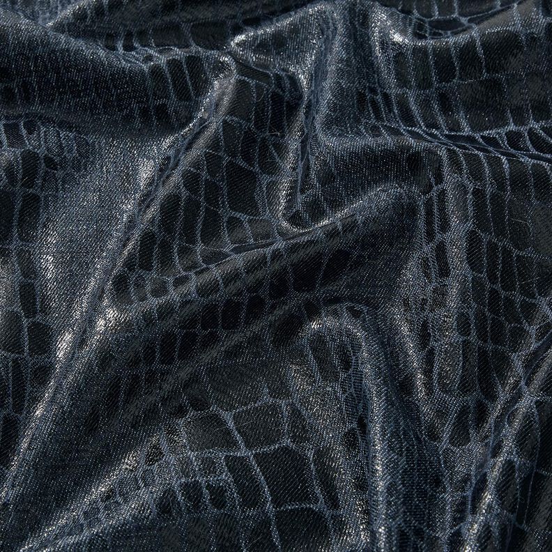 Viscose denim reptielenlook – zwart blauw,  image number 2