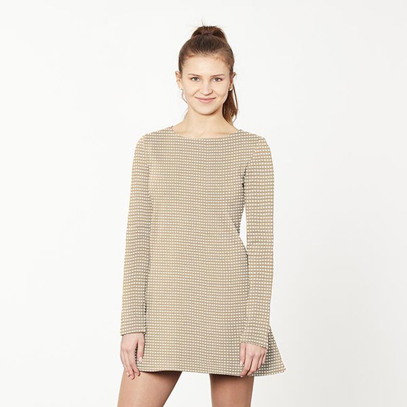 Jacquard jersey viscosemix vakjes – beige/wit,  image number 6