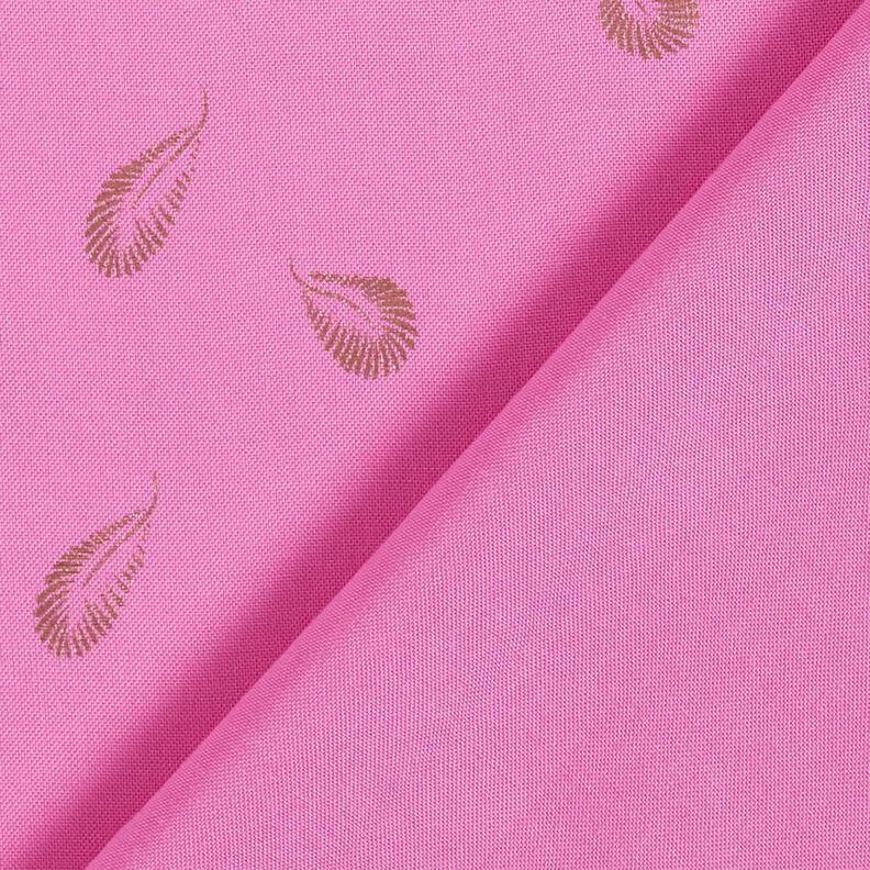 Viscosestof met folieprint veren – pink,  image number 4