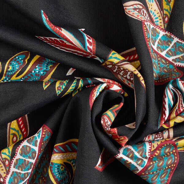 Jersey Decoratief bladpatroon – zwart, image number 3