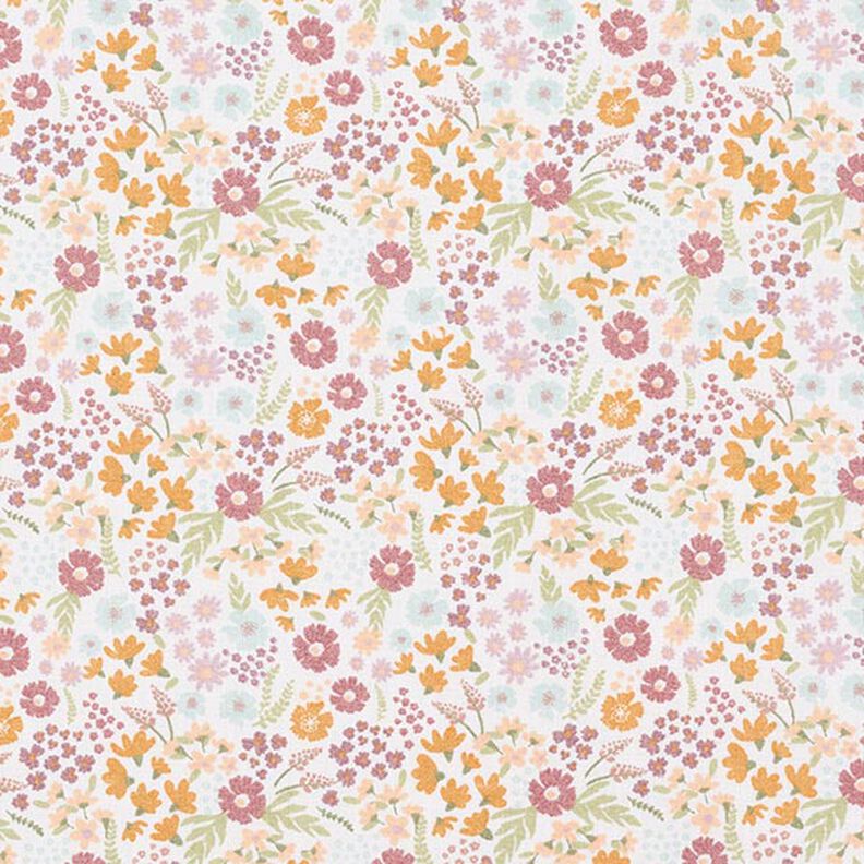 Biologisch katoenpopeline schattige bloemen – wit/geel, image number 1