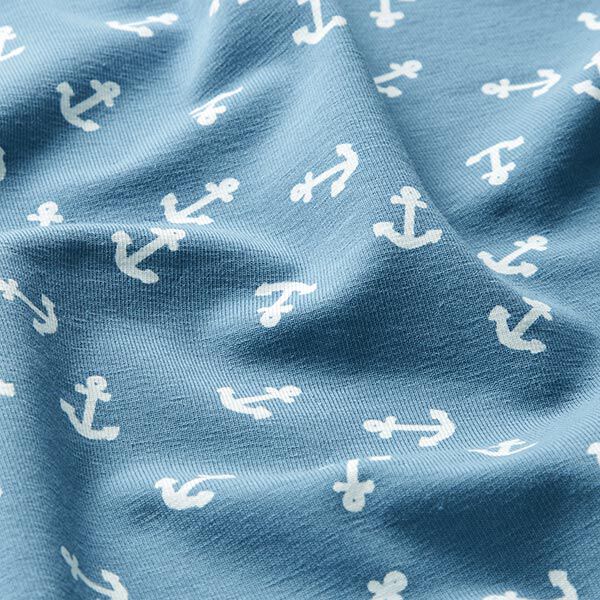 Katoenjersey Kleine ankers – lichtblauw/wit, image number 2