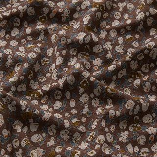 Viscosejersey herfstbloemen – bruin, 