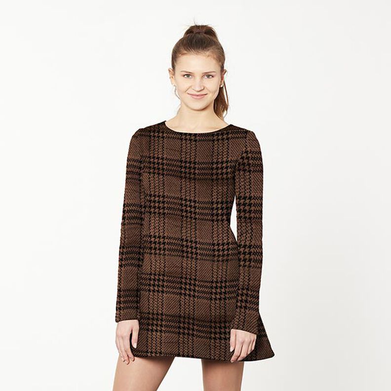 Fluwelen jersey glencheck – kastanjebruin/zwart, image number 5