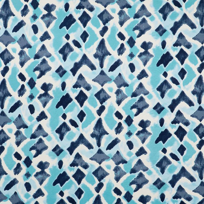 Viscosejersey Ikat-motief – hemelsblauw/nachtblauw, image number 1
