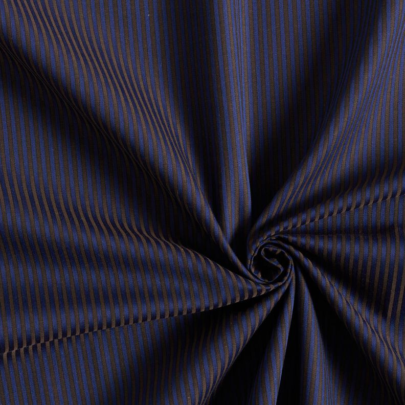 Overhemdenstof strepen – marineblauw/bruin,  image number 3