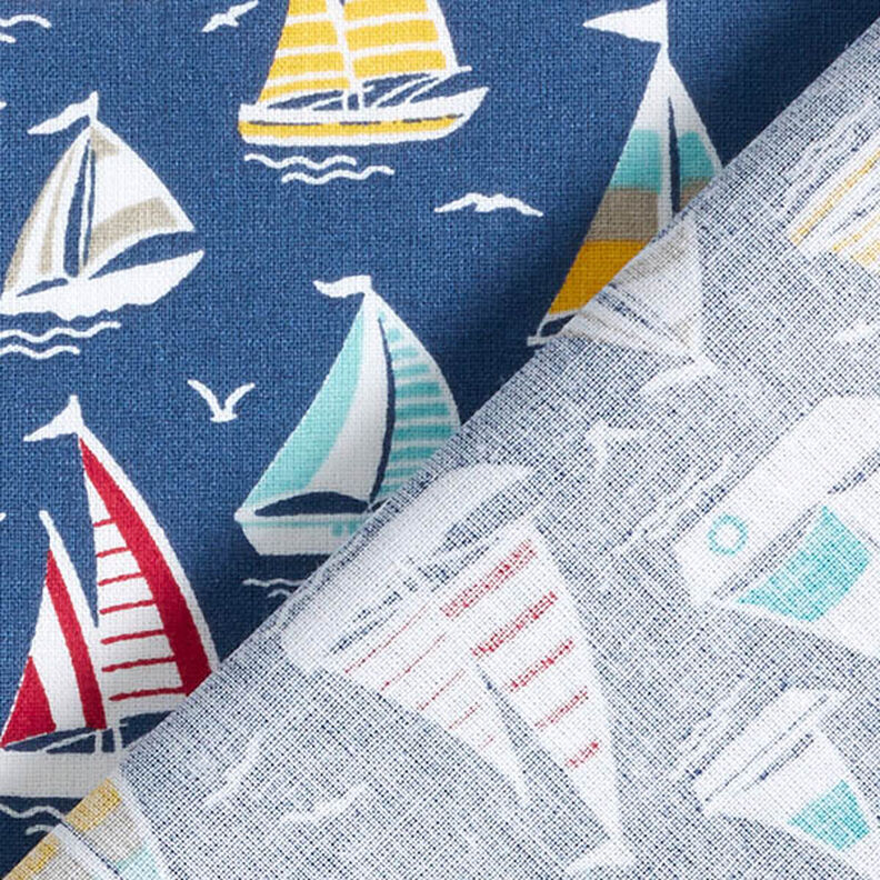 Katoenen stof Cretonne Zeiltrip – oceaanblauw/wit,  image number 4