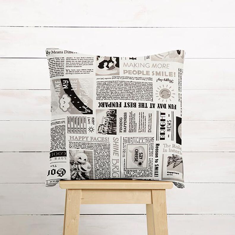 Decostof Half panama Retro krant – wit/zwart, image number 6