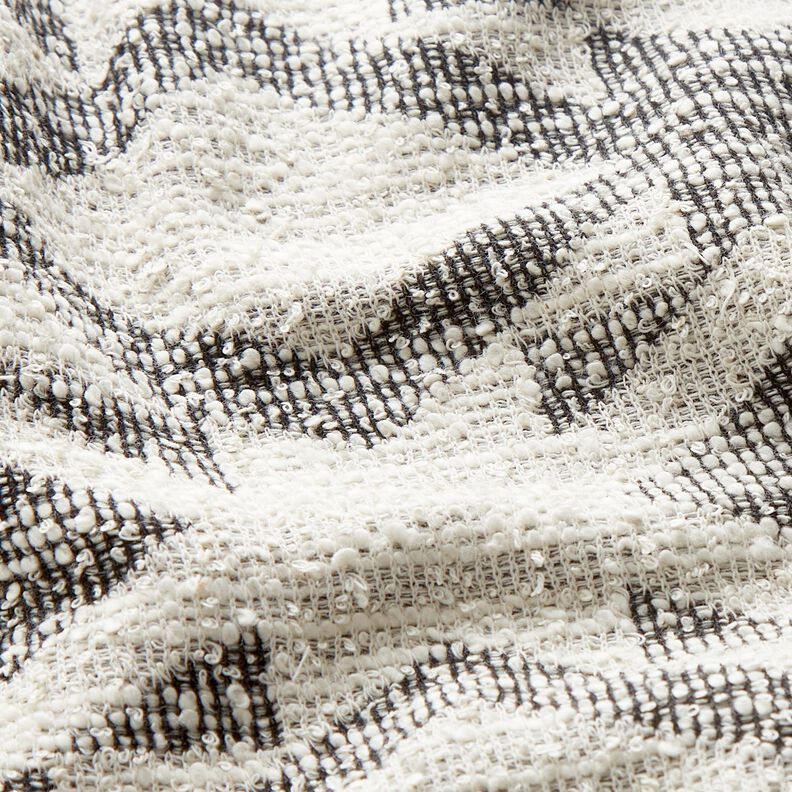 Gebreide bouclé chevron – zwart/wit, image number 3