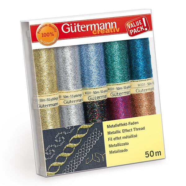 Naaigarenset metaaleffect-garen [ 50m | 10 Stuk ] | Gütermann creativ – kleurenmix,  image number 1