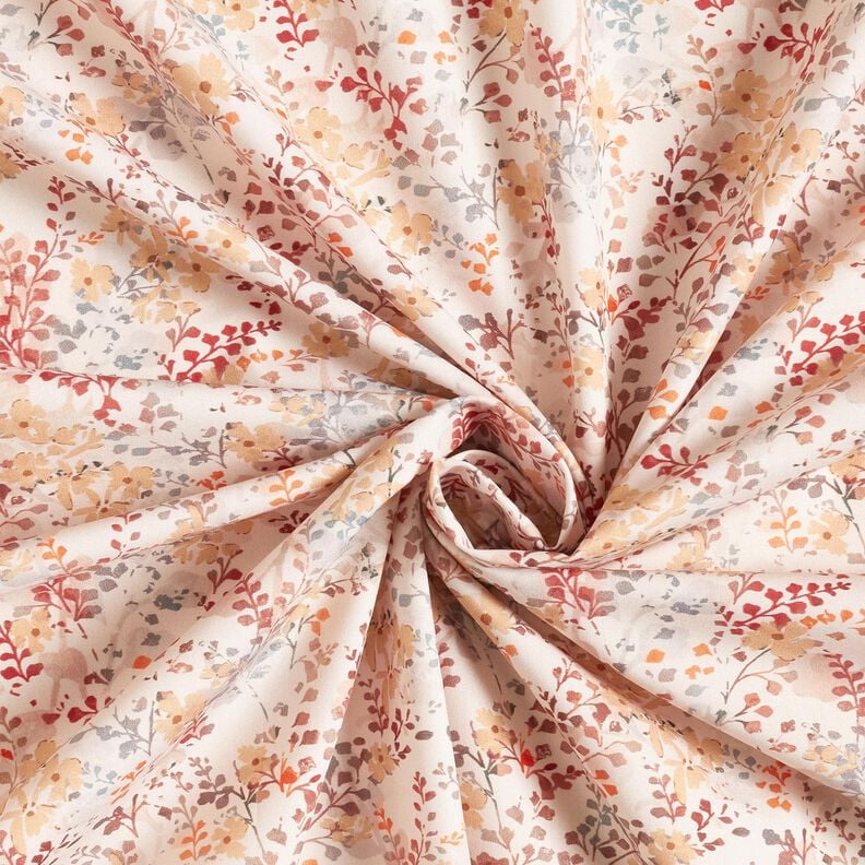 Katoenpopeline fijne herfsttakken | Katia Fabrics – natuur/karmijnrood, image number 3