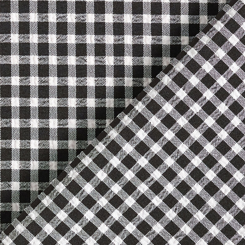 Seersucker kleine ruiten – zwart/wit,  image number 4