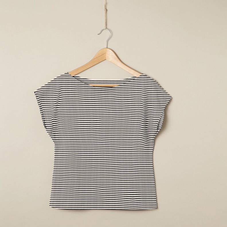 Katoenjersey smalle strepen – creme/zwart,  image number 5