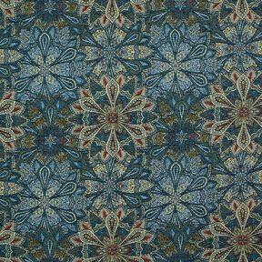 Decostof Gobelin Mandala bloemen – zwart/blauw, 