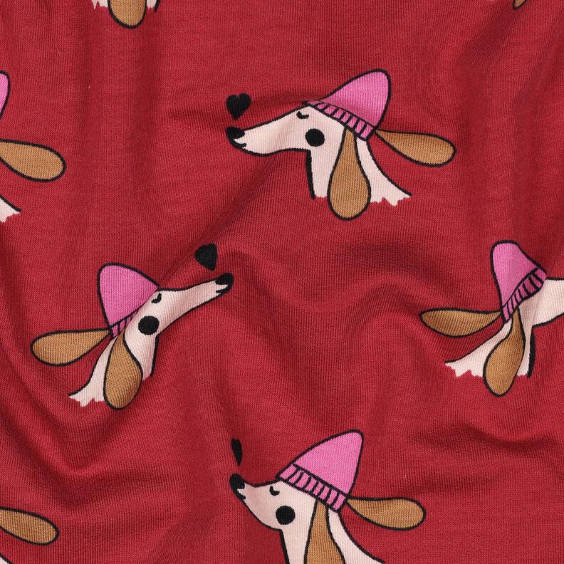 Sommersweat Hond met hoed | Poppy Fabrics – donkerrood/pink, image number 2