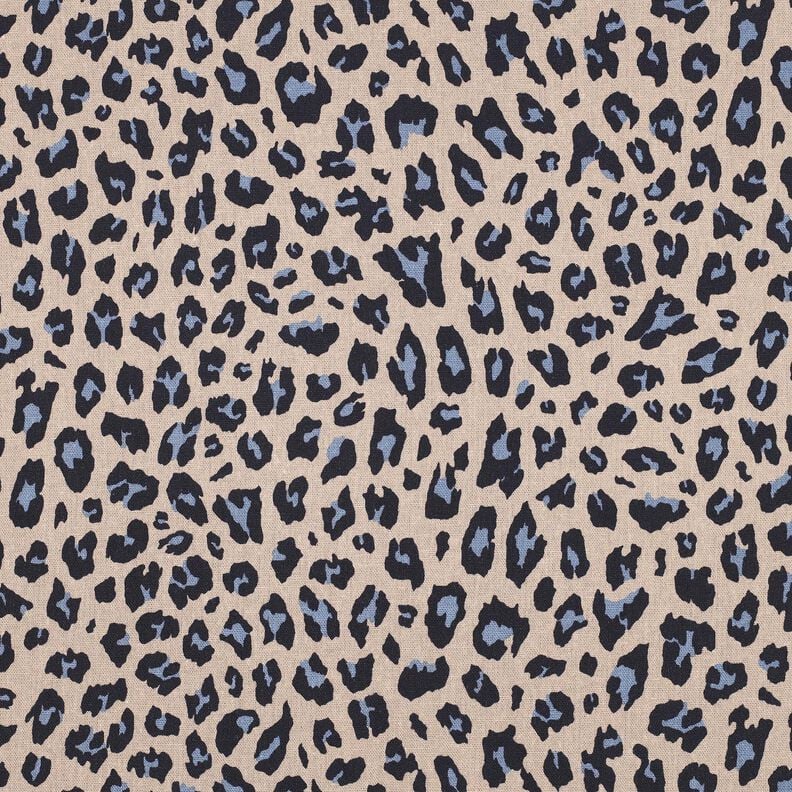 Viscose-linnen-mix Luipaardprint | Poppy Fabrics – cashew/nachtblauw,  image number 1