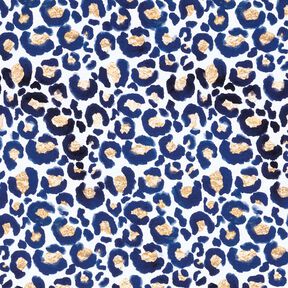 Katoenjersey Luipaard met gouden vlekken | Glitzerpüppi – wit/indigo, 