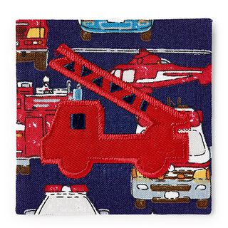 Applicatie Brandweerwagen [ 6,3 x 6,3 cm ] | Prym – signaalrood/marineblauw, 