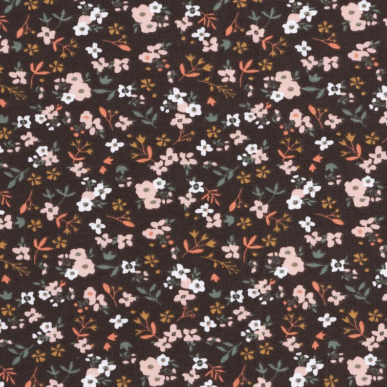 Katoenjersey Millefleurs – zwartbruin, image number 1