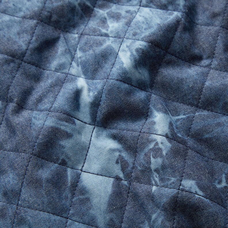 Doorgestikte stof chambray tie-dye – jeansblauw,  image number 2
