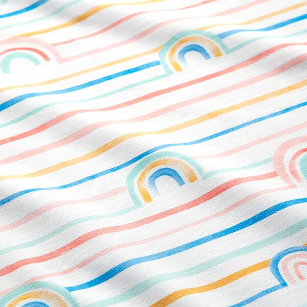 GOTS Katoenjersey Aquarel regenboog | Tula – wit, image number 12