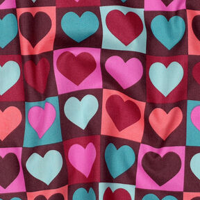 Katoenpopeline Diamanten harten | Poppy Fabrics &ndash; roodbruin | Stofrestant 50cm, 