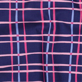 Katoenpopeline golvende ruit| Poppy Fabrics – indigo/roze, 