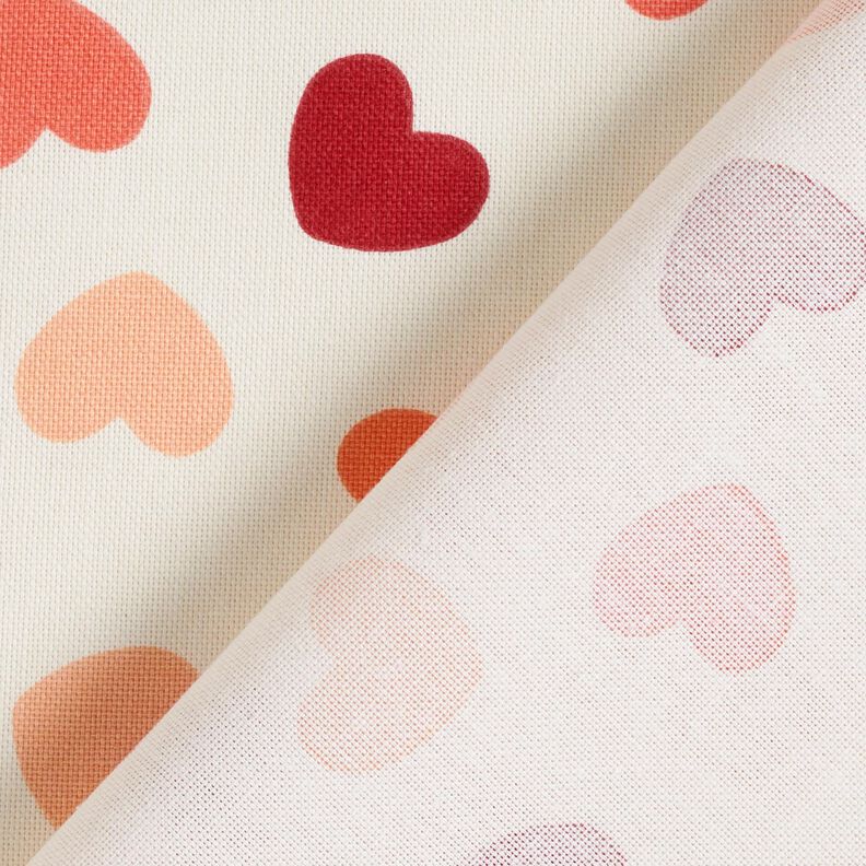 Decostof Half panama verdeelde harten – creme/donkerrood, image number 4