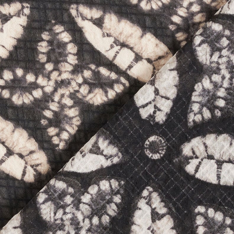 Crêpe chiffon bladprint – zwart/beige,  image number 5