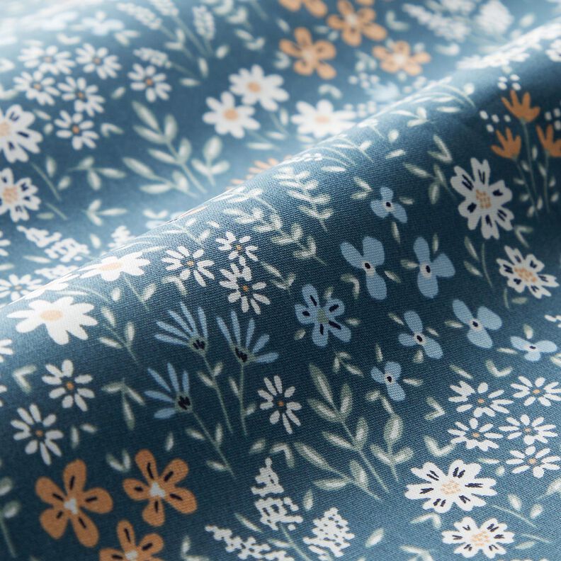 Gecoate katoen kleurrijke bloemenweide – licht jeansblauw/lichtblauw,  image number 3