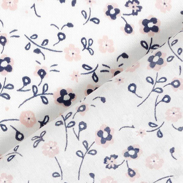 Zijde-viscose-satijn kleine bloemen – wit, image number 5