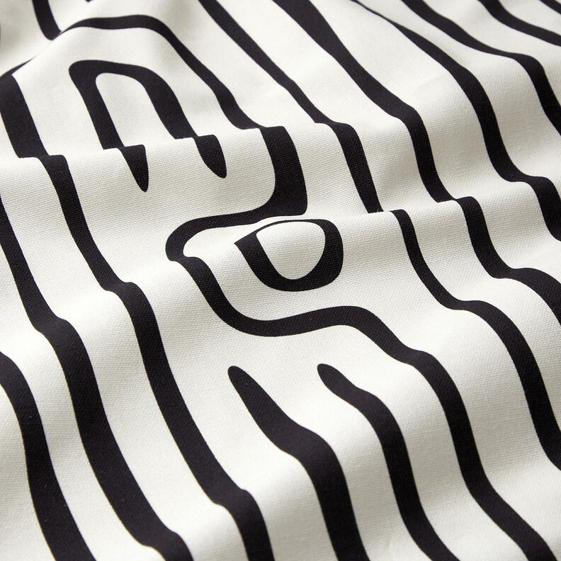 Decostof Half panama abstract gestreept patroon – zwart/ivoor,  image number 2