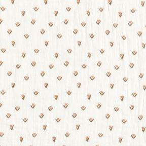 Mousseline/dubbel gehaakte stoffen Mini tulpen Digitaal printen – wit, 