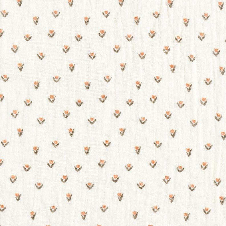 Mousseline/dubbel gehaakte stoffen Mini tulpen Digitaal printen – wit, image number 1