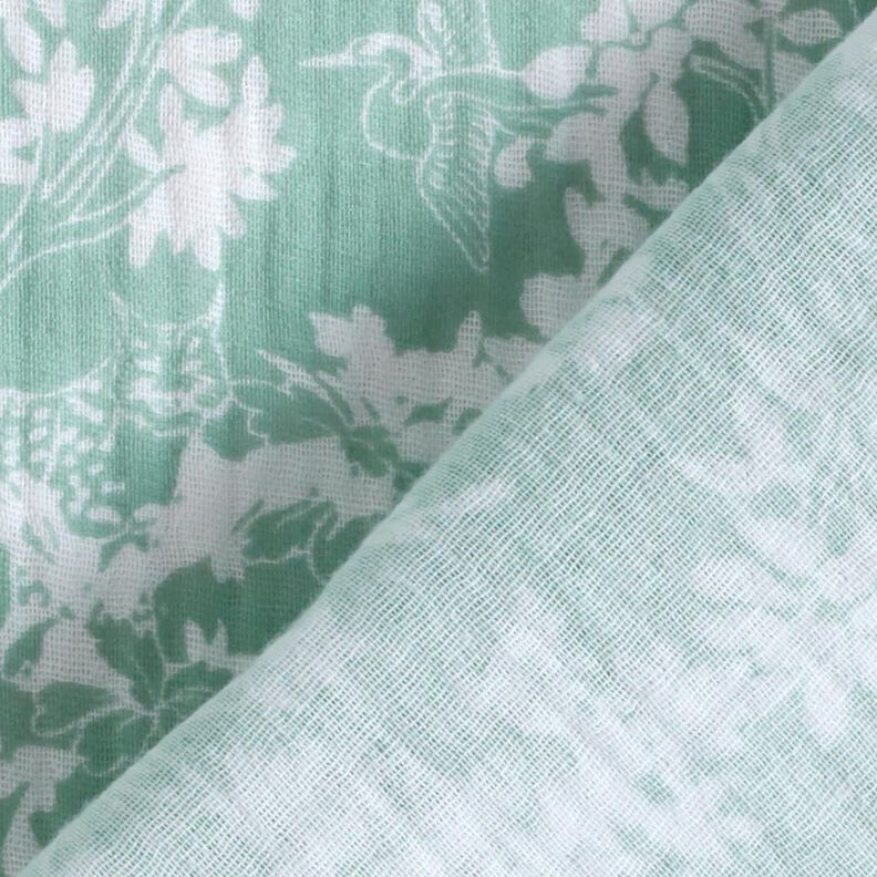 Mousseline/dubbel gehaakte stoffen Bloemenmotief – eucalyptus/wit,  image number 4