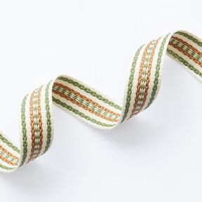 Webband etno [ 15 mm ] – ecru/groen, 
