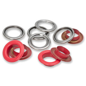 Oogjes met sluitringen [15 stuks | Ø 14 mm] | Prym – rood/zilver metallic, 