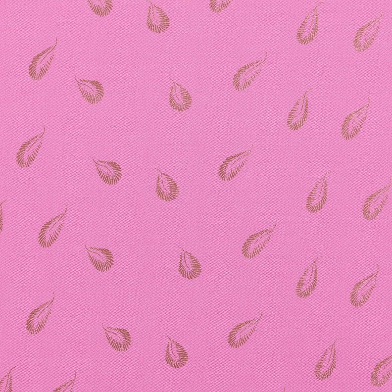 Viscosestof met folieprint veren – pink,  image number 1