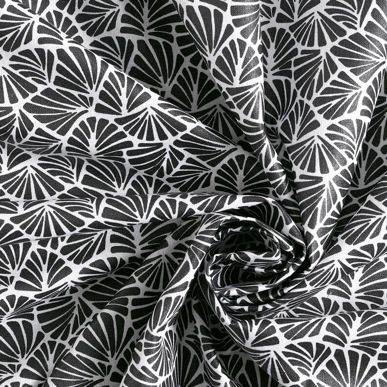 Gecoate katoen abstracte minibladeren – zwart/wit,  image number 4