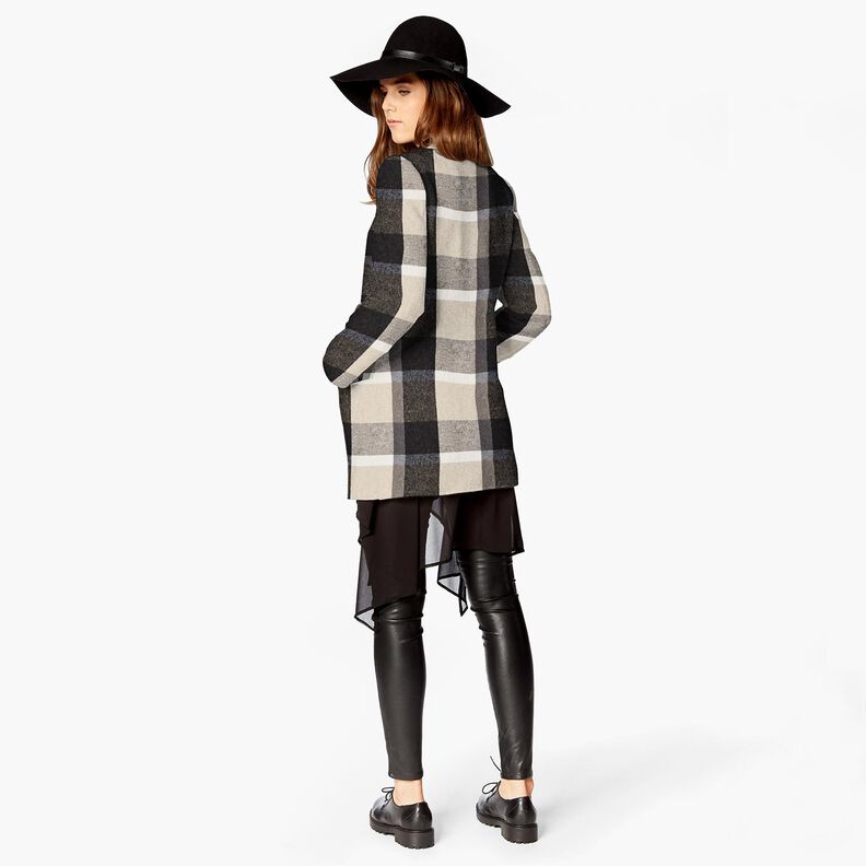 Mantelstof Katoenmix grote tartan-ruit – lichtbeige/oudzilver,  image number 5