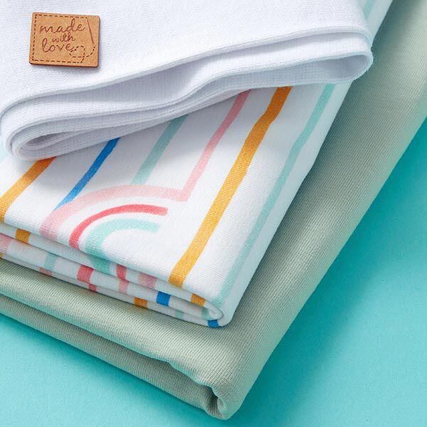GOTS Stoffenpakket jersey Aquarel regenboog | Tula – wit, image number 9
