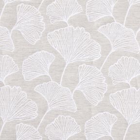 Decostof Jacquard grote ginkgo &ndash; nevelgrijs/ivoor, 